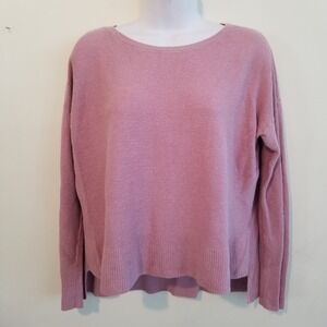 Eileen Fisher XS Pink‎ Purple Knit Sweater Linen Pullover Hi Low Cozycore Winter